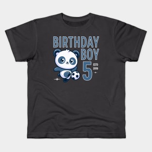 Cute Soccer Panda - 5th Birthday Party Kids T-Shirt